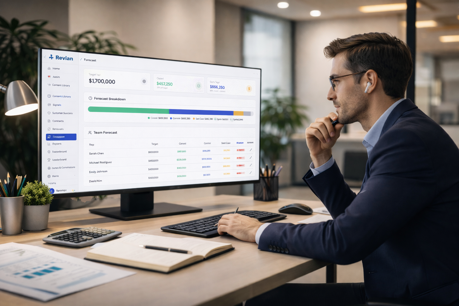 Business professional analyzing ROI