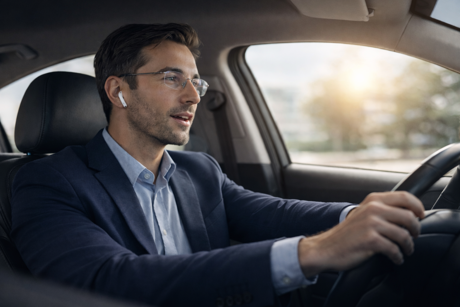 Professional using voice AI assistant